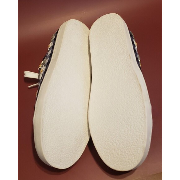 NWOB Betsey Johnson Edna Blue Gingham Daisy Bee Slip-on Sneakers Size 11 - Picture 6 of 8